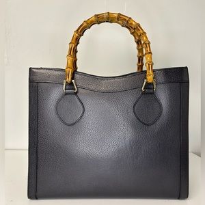 Gucci Bamboo Diana tote bag vintage navy black leather
